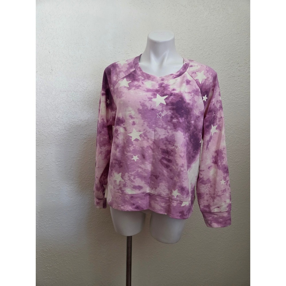 Wildfox Womens Purple Tie Dye Star Print Sweatshirt Raglan Pullover Large